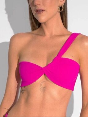 NWT Naked Swimwear Bella one shoulder top in pink sand